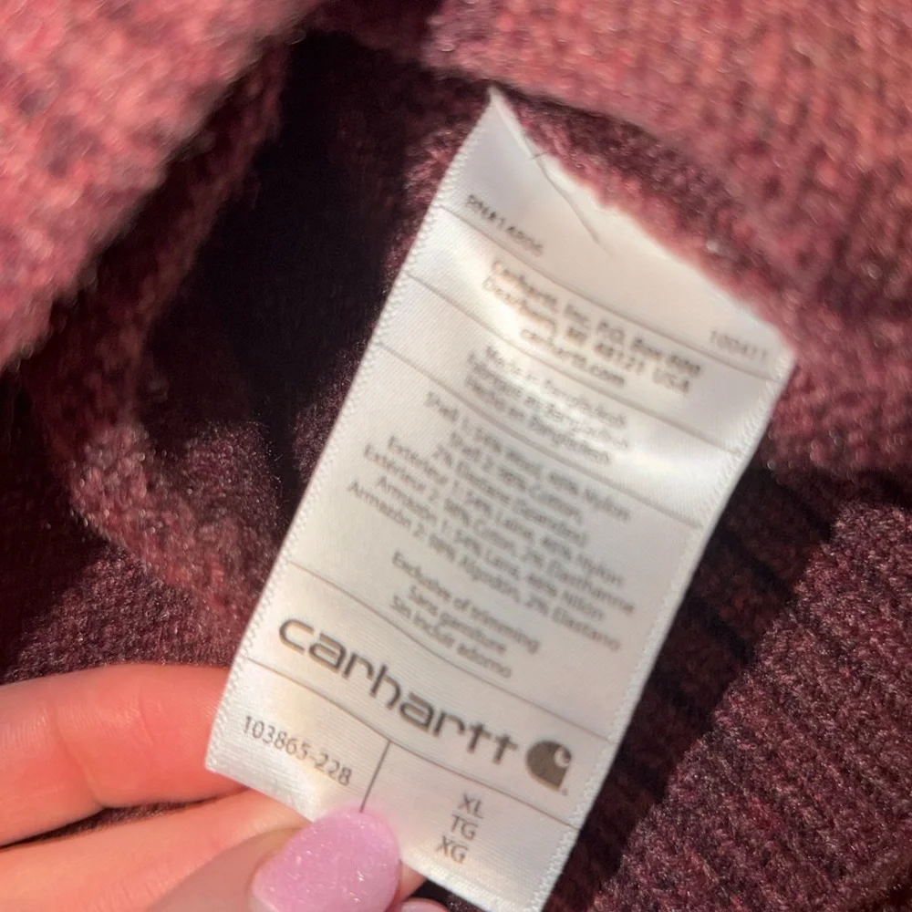 Carhartt‎ Men’s Wool Blend Quarter Zip Sweater Dark Cedar Size XL